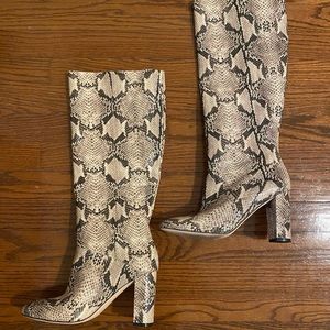 Cole Haan Glenda Knee High Snake Boots, Size 9